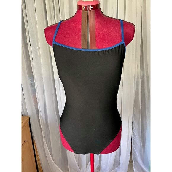 Miraclesuit one piece swimsuit Black blue trim size 12 - Picture 1 of 13